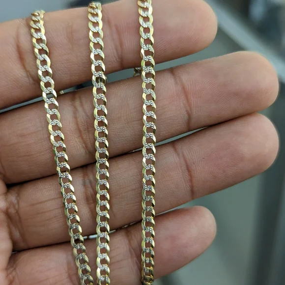 10kt Real Solid Gold Cuban Diamond Cut Chain 3.6mm 22 inch - Picture 3 of 12